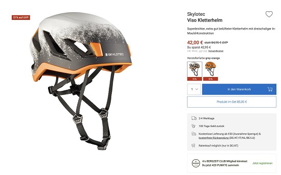 Spare 51% auf den Skylotec Viso Kletterhelm