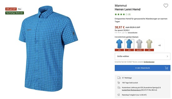 Spare mindestens 20% und Mammut Kleidung und Ausrüstung