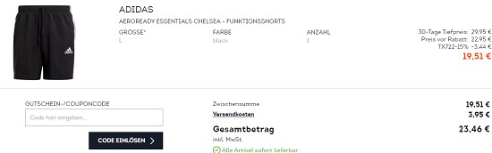 15% on top auf nicht reduzierte Kleidung bei Sportscheck