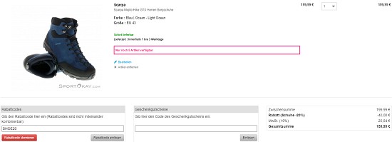 20% on Top auf Schuhe bei sportokay