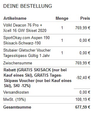 Ski-Lagerräumung bei sportokay - Rabatte von bis zu 45% + 12% Extra-Rabatt + Gratis Skipass & Skisack