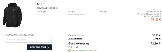 15% on top auf reduzierte Kleidung bei Sportscheck