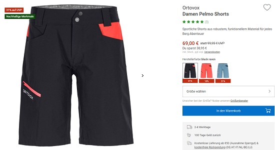 Bergzeit Hammerangebot -  Ortovox Shorts bis zu 31% reduziert