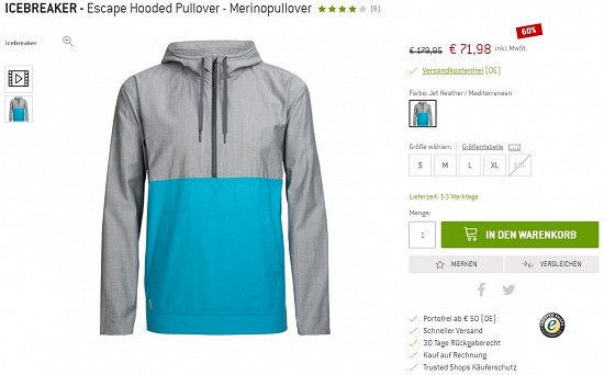 Icebreaker - Escape Hooded Pullover - Merinopullover 71,98€ - 60% gespart