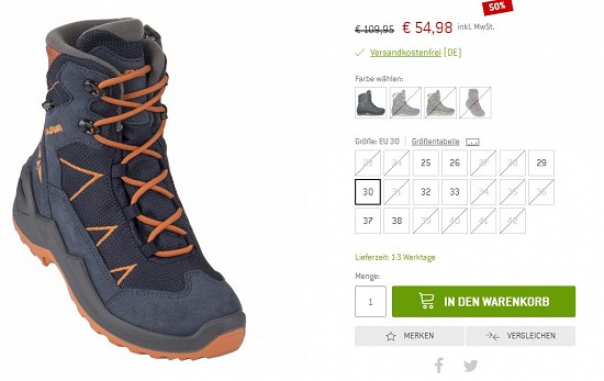 Lowa - Kid's Jonas GTX Mid - Winterschuhe 54,98€ - 50% gespart