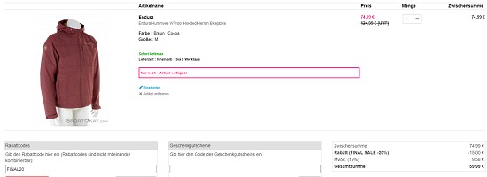 Endura bis zu 35% reduziert bei sportokay