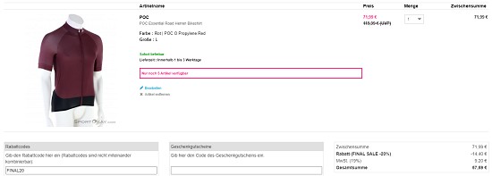 POC bis zu 40% reduziert bei sportokay