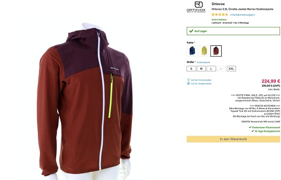 Spare bis zu 30% auf Ortovox Kleidung