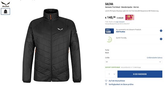 30% Rabatt auf Salewa Kleidung