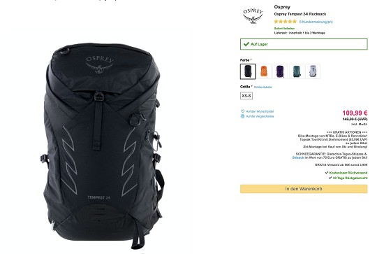 24% Rabatt und mehr auf Bike Rucksäcke von POC, EVOC, Deuter & co.