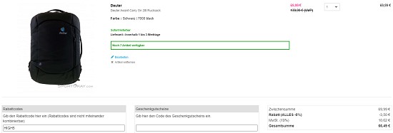Deuter bei sportokay - Rabatte von bis zu 43 %