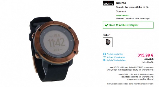 Bis zu 45% Rabatt auf Sportuhren bei sportokay