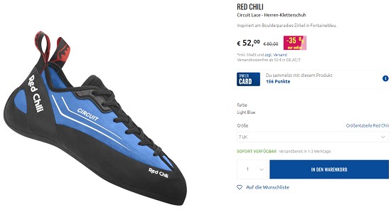 30% und mehr auf Kletterschuhe beim Sportler