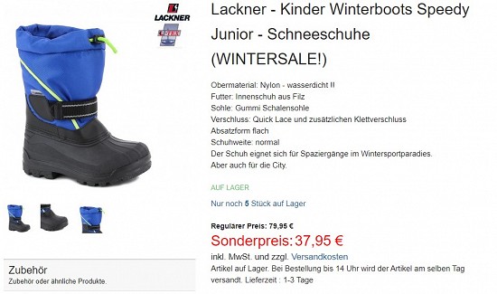 Lackner - Kinder Winterboots Speedy Junior - Schneeschuhe 37,95€ - 52% reduziert