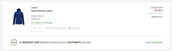 10% Extra-Rabatt auf Wanderartikel bei bergzeit - nur noch kurze Zeit