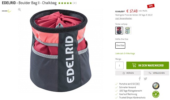 Alles rund um´s Klettern im Outlet von bergfreunde bis zu 60% reduziert