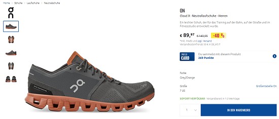 On Cloud bis zu 40% günstiger beim Sportler