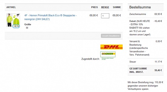 Nur heute! 15% Extra-Rabatt bei hive-outdoor