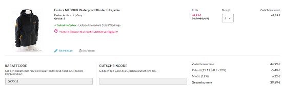 Endura bis zu 50% reduziert bei sportokay