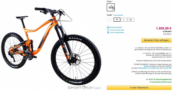 Giant Trance 1.5 27,5" 2019 All Mountainbike 1999,99€ - 29% gespart