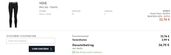 Black Week -20% on top auf Top Marken bei sportscheck