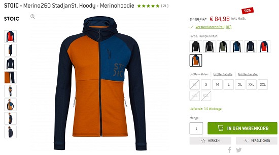 Adventsdeals bei bergfreunde - 50 % auf Stoic Merinohoodie & Overall