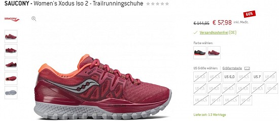 Saucony - Women's Xodus Iso 2 - Trailrunningschuhe 57,98€ - 60%