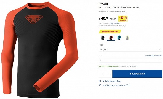 DYNAFIT Speed Dryarn - Funktionsshirt Langarm - Herren 45€- 40% gespart