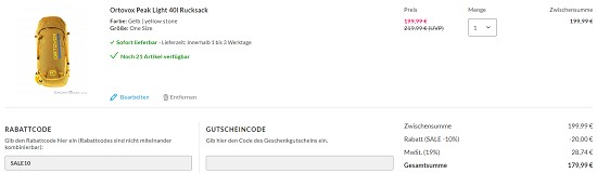 10% auf alles bei sportokay