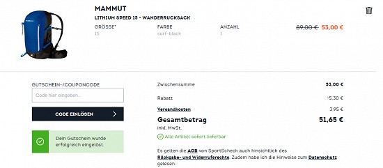 10% Rabatt auf alles bei sportscheck - nur für kurze Zeit