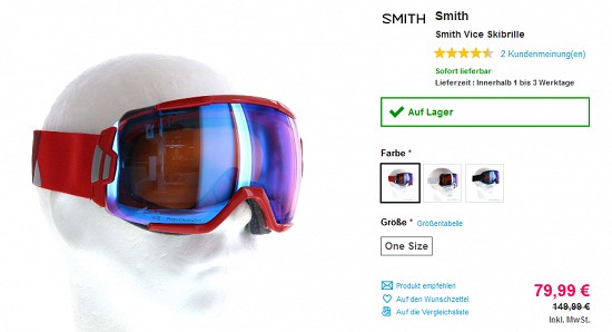 Bis zu 50% Rabatt auf Skibrillen bei sportokay