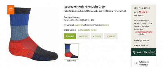Merino-Sportsocken von Icebreaker für Kids bis zu 45% reduziert