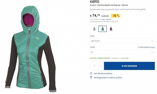 Karpos Casera - Isolationsjacke mit Kapuze - Damen 74,70€ - 70% reduziert