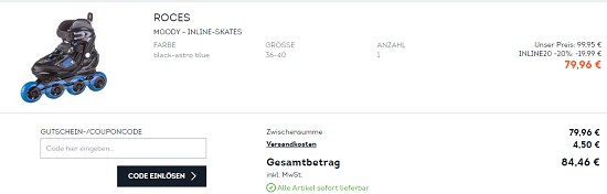 20% on top auf Inline-Skates bei sportscheck