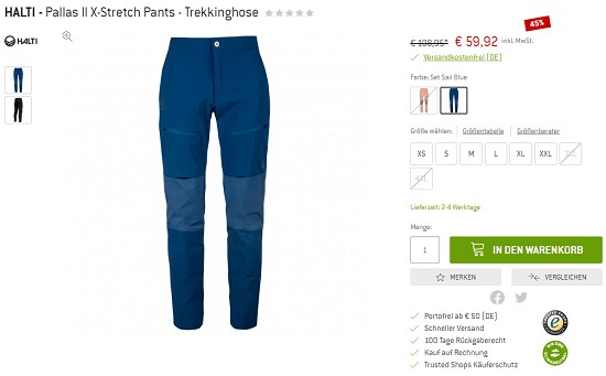 Bergfreunde Preisgrounder: 45% auf Halti Trekkinghose