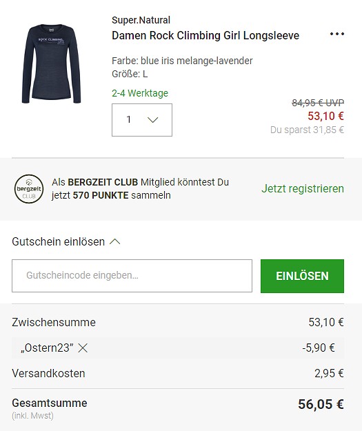 Osterdeals bei bergzeit: 10% zusätzlich sparen