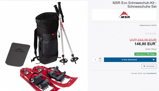 MSR Evo Schneeschuh-Kit - Schneeschuhe Set 146,90€ - 40% Ersparnis