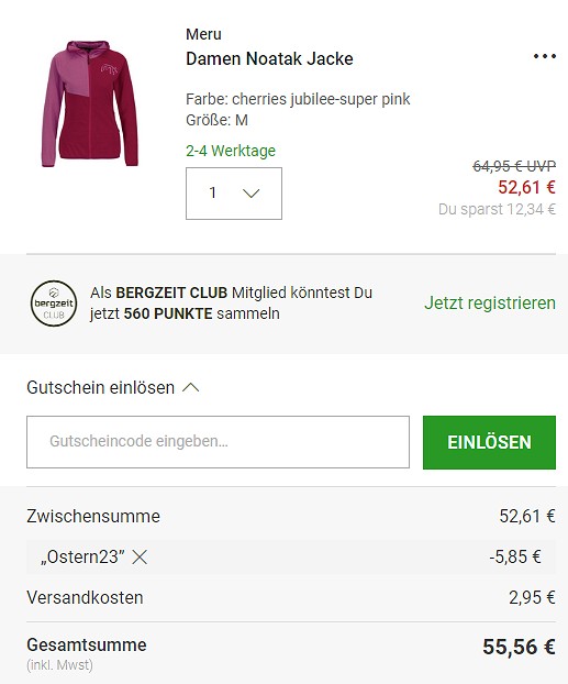 Osterdeals bei bergzeit: 10% zusätzlich sparen