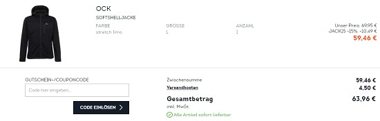 15% Rabatt on top auf Jacken - & Oberteile bei sportscheck