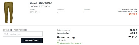 15% on top auf Hosen Bestseller bei sportscheck