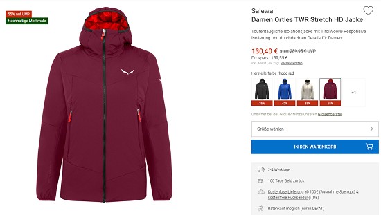 Salewa bis zu 76 % reduziert bei bergzeit