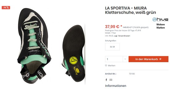 Ausrüstung im Outlet von hive - bis zu 75% sparen