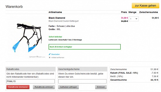 Finale Lagerräumung bei sportokay - 15% Extra-Rabatt auf alles - nur noch kurze Zeit