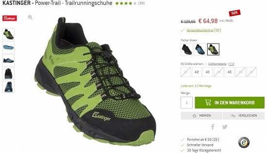 Kastinger- Power-Trail - Trailrunningschuhe 64,98€ - 50% billiger