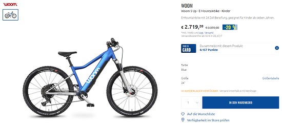 Bis zu -24% auf Woom Bikes bei sportler