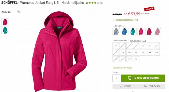 Schöffel - Women's Jacket Easy L 3 - Hardshelljacke 53,99€ - 70% reduziert