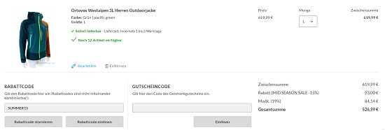 15% auf alles bei sportokay