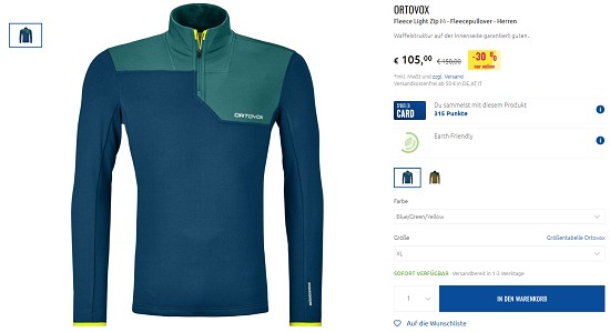 Bis zu 30% Rabatt auf ausgewählte Ortovox-Artikel bei sportler