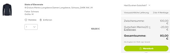 20% auf Merino Funktionsunterwäsche bei sport-schuster