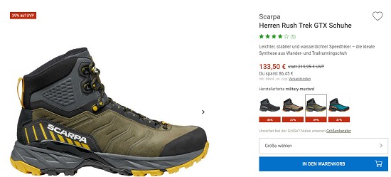 Scarpa Schuhe bis zu 45% reduziert bei Bergzeit